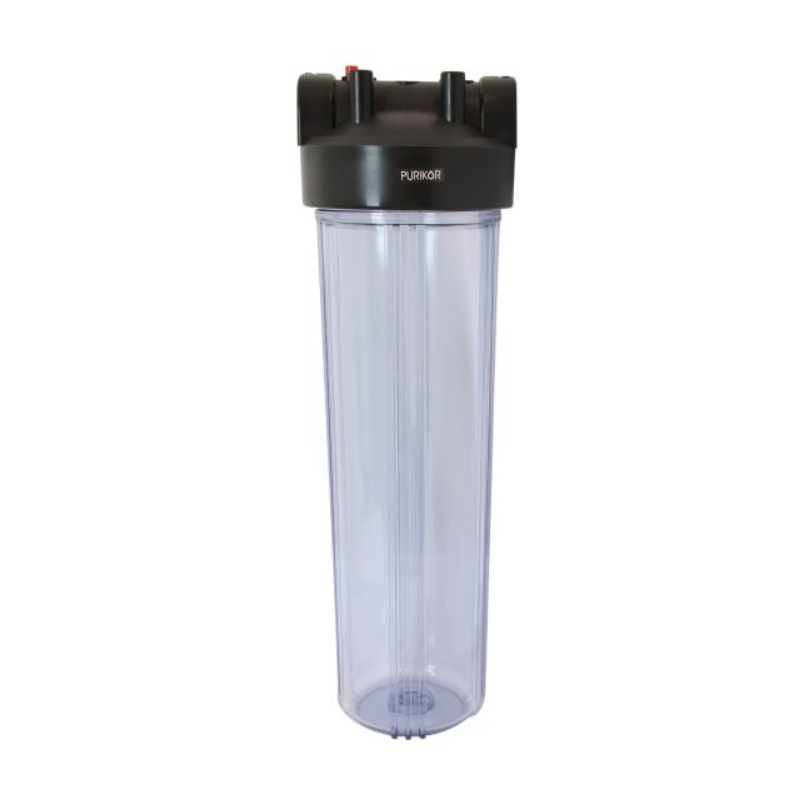 Portafiltros Transparente 4.5x20-11/2” con purgador